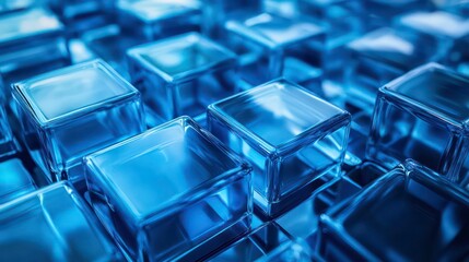 Poster - Abstract background of many translucent blue cubes.