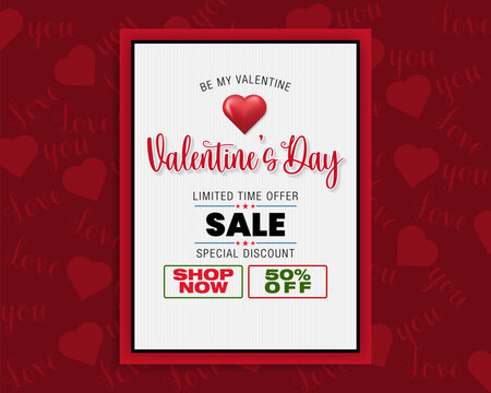 Holiday design, background with handwriting texts and heart shape for Valentine's Day celebration; Vector illustration.