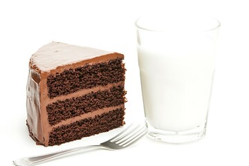 Poster - Decadent Chocolate Cake Slice with Milk