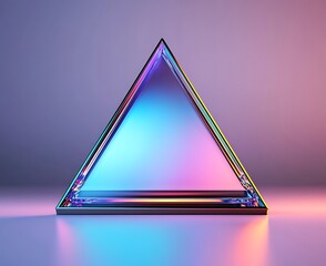 Wall Mural - Colorful geometric glass triangle with vibrant lighting effects