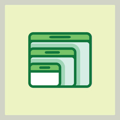 Poster - Abstract layered containers graphic design in varying sizes and shades of green on a light background