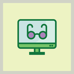 Fototapete - Digital vision check concept with glasses displayed on a monitor screen icon