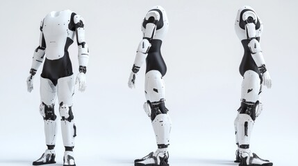 Poster - Three-Quarter View of a Sleek, Headless Humanoid Robot