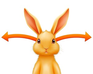 Wall Mural - Cute cartoon rabbit with expressive ears pointing in opposite directions