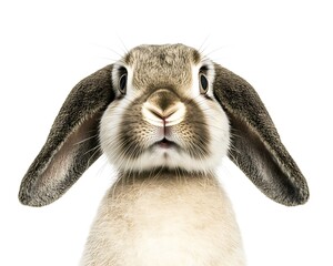 Canvas Print - Cute rabbit with large ears and expressive eyes against a white background