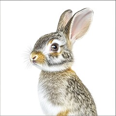 Poster - Detailed close-up of a rabbit showcasing its fur texture and expression