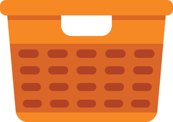 Poster - This empty orange laundry basket is waiting to be filled with dirty clothes