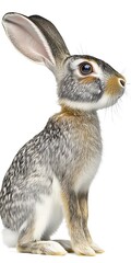 Wall Mural - Detailed profile of a sitting rabbit showcasing its features and fur