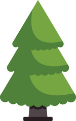 Wall Mural - Simple vector illustration of a green stylized christmas tree standing on a white background