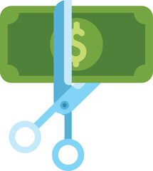 Poster - scissors are cutting a dollar bill in half, depicting a financial concept