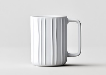 Canvas Print - Elegant white textured mug on a minimalist background with soft lighting