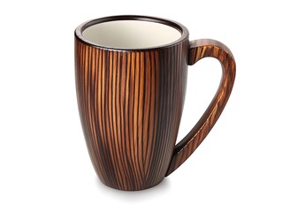 Canvas Print - Elegant wooden mug with rich texture on a clean white background