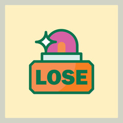 Poster - Stylized icon with the word LOSE, featuring a shiny element and a flat design style
