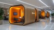 © Linus - A series of cubicles with a large sign that says 'Dana' on it