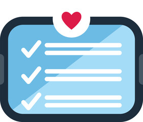 Poster - smartphone is displaying a completed checklist with a heart, symbolizing the achievement of goals wi