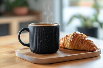 Wall Mural - Hot Coffee and Croissant Breakfast