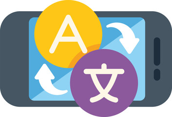 Fototapete - Smartphone displaying language translation application interface, allowing users to translate between different languages
