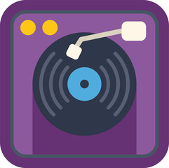 Poster - Illustration of a vinyl record player playing music in a square rounded corner icon