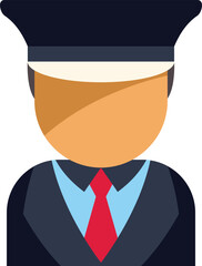 Poster - driver character wearing uniform, cap and red tie is standing straight and looking forward