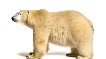 Wall Mural - Majestic polar bear standing gracefully against a white background