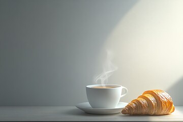 Poster - Aromatic Morning Coffee and Croissant