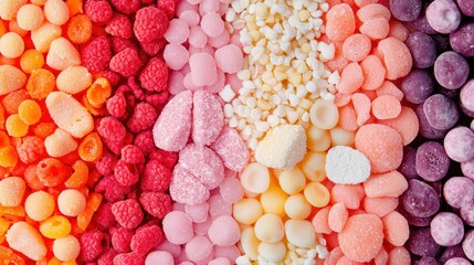 Poster - Colorful Assortment of Sweet Gummies and Candies Displayed in Rows