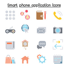 Wall Mural - Basic Smart phone Application icon set in thin line style