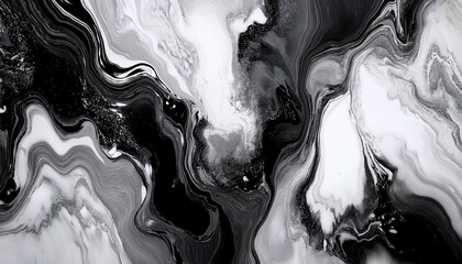 Aufkleber - abstract monochrome fluid marble texture with bold black and white swirls, perfect for decorative art and modern design concepts  
