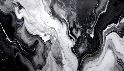 Aufkleber - abstract monochrome fluid marble texture with bold black and white swirls, perfect for decorative art and modern design concepts  