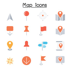 Wall Mural - Map icon set in thin line style