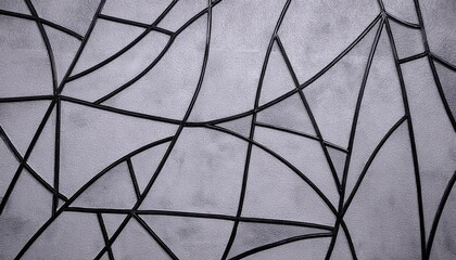 Leinwandbilder - close-up of abstract geometric pattern with black outlines on textured gray surface, modern polygonal design for background, wallpaper, and architecture

