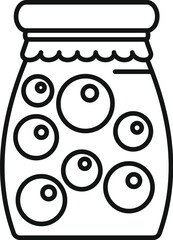 Poster - Outline illustration of a glass jar brimming with juicy berries, capturing the essence of homemade preserves and healthy snacks