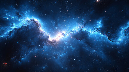 blue galaxy in the sky light so bright with many stars