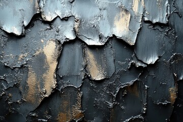 Poster - Futuristic metallic texture with layered brush strokes in shades of black and gold