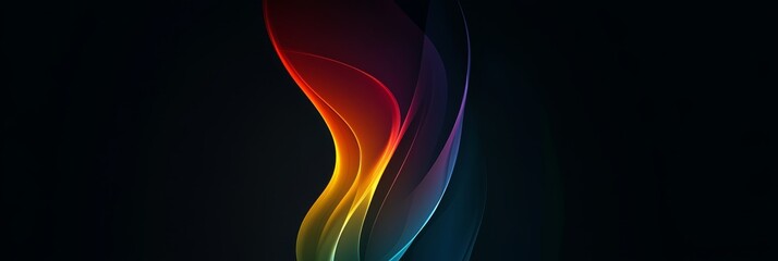 Poster - Spectrum Flow Vibrant Abstract Waves in Cyan, Magenta, and Fiery Red on a Black Background