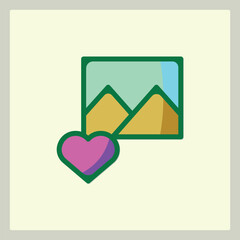 Poster - Green and purple picture icon with a heart shape for app interactions 4
