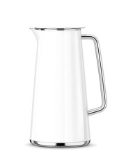 Canvas Print - Sleek modern white pitcher with stainless steel accents on table