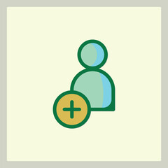 Fototapete - User Icon with Plus Sign Symbol for Adding New Contact or Profile Account