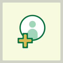 Poster - Icon of a user profile with a plus sign indicating the add function or a new user