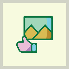 Poster - Hand Thumbs Up Graphic Icon for Social Media Interactions and Feedback Illustration