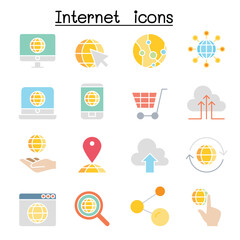 Wall Mural - Internet icon set in thin line style