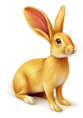 Poster - Vibrant illustration of a golden rabbit sitting gracefully, showcasing its fur texture and expressive features against a plain background