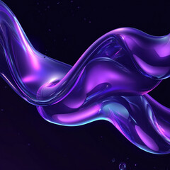 Poster - A fluid, transparent 3D shape in purple and blue shades, set against a dark background, symbolizing movement and modern digital design.