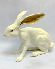 Poster - White rabbit sculpture with intricate details and smooth finish