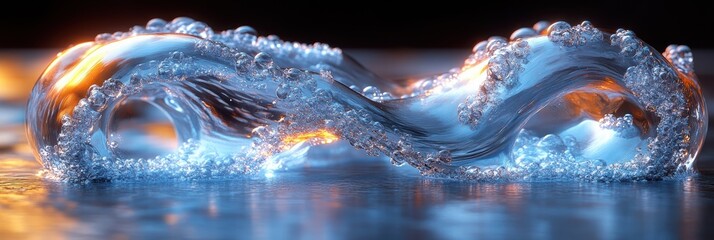 Poster - water flows through a transparent infinity shape in mesmerizing detail
