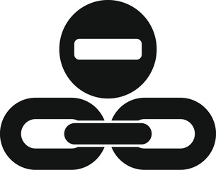 Poster - black broken chain link symbolizes a missing connection or a disruption in a sequence