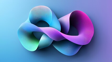 Abstract infinity symbol, vibrant colors, smooth curves, blue background, design element