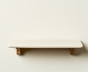 Wall Mural - White shelf, wood brackets, wall, empty, display