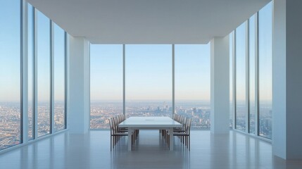 Wall Mural - Modern Conference Room with City View in High-Rise Building