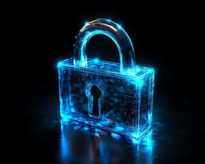 Leinwandbilder - A glowing digital padlock symbolizing cybersecurity